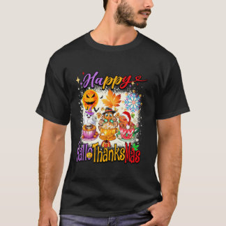 ハッピーハロサンクサムハロウィンサンクスギビング Tシャツ