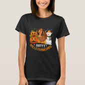 ハッピーハロサンクサムハロウィンサンクスギビング Tシャツ (正面)