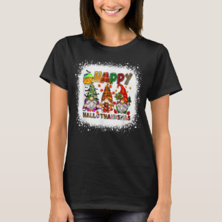 ハッピーハロサンクスサムワイングラスウィッチサンタハット Tシャツ