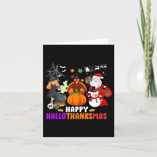 ハッピーハロサンクスマスおもしろいハロウィーン秋クリスマス カード (正面)