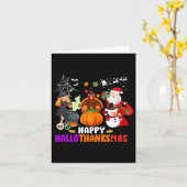 ハッピーハロサンクスマスおもしろいハロウィーン秋クリスマス カード (黄色い花)