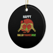 ハッピーハロサンクスマスおもしろいホリデーシーズンマッシュアップ セラミックオーナメント (左)