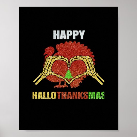 ハッピーハロサンクスマスおもしろいホリデーシーズンマッシュアップ ポスター (正面)