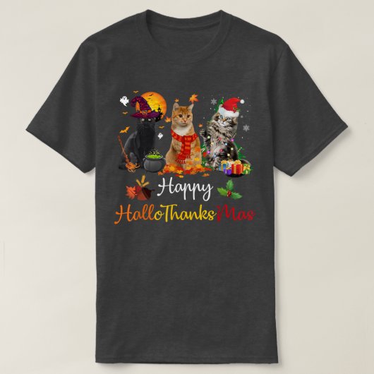 ハッピーハロサンクスマスキャッツ愛人ハロウィンメリーCh Tシャツ (デザイン正面)