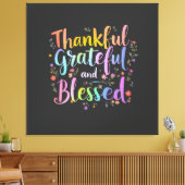 ハッピーハロサンクスマスハロウィーン，感謝祭，クリスマス キャンバスプリント (インサイチュ (リビング))