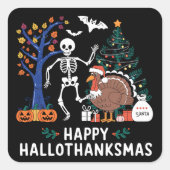 ハッピーハロサンクスマスホリデーシーズンギフト秋 スクエアシール (正面)