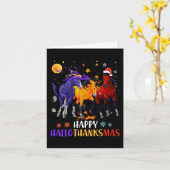 ハッピーハロサンクスマスホースハロウィンサンクスギビング カード (黄色い花)