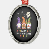 ハッピーハロサンクスマス格言ラバーハロウィーンクリスマス メタルオーナメント (左)