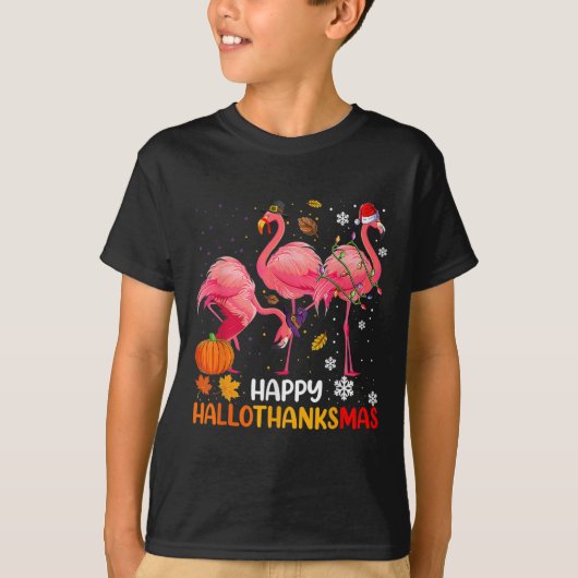 ハッピーハロサンクマスフラミンゴ Tシャツ (正面)