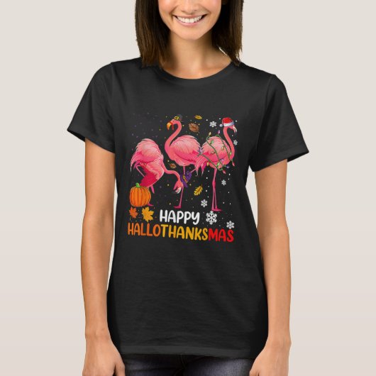 ハッピーハロサンクマスフラミンゴ Tシャツ (正面)