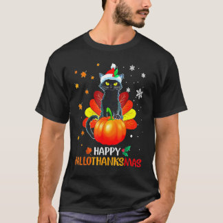 ハッピーハロサンクマスブラックキャット Tシャツ