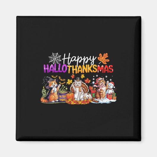 ハッピーハロサンクマス猫好き感謝祭 マグネット (正面)