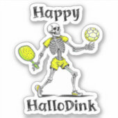ハッピーハロディンク | HalloweenとPickleball Pun シール (正面)