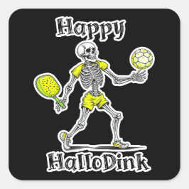 ハッピーハロディンク | HalloweenとPickleball Pun スクエアシール