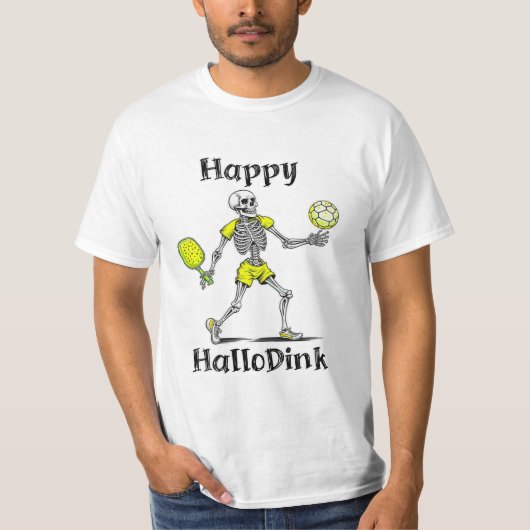 ハッピーハロディンク | HalloweenとPickleball Pun Tシャツ (正面)