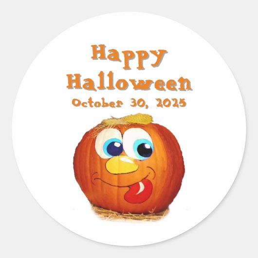 ハッピーハローウィンおっちょこちょいの・ジャック・オ・ランタン ラウンドシール (正面)