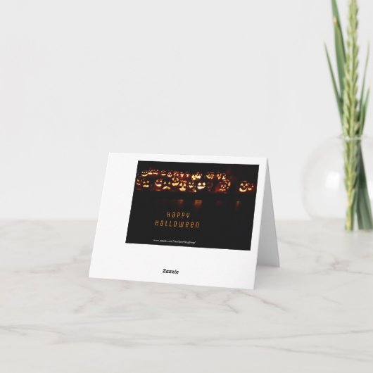 ハッピーハローウィンおもしろいカボチャ灯 カード (裏面)