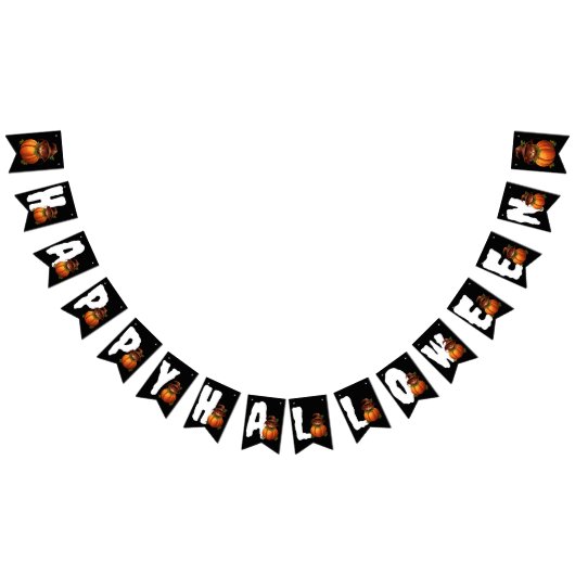 ハッピーハローウィンおもしろいキャットカボチャ バンティングフラッグ (全)