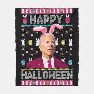 ハッピーハローウィンおもしろいバニージョーバイデン氏ミックスイースト フリースブランケット