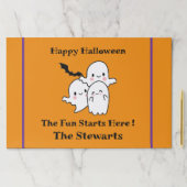 ハッピーハローウィンおもしろいパーソナライズ幽霊こうもりオレンジ ペーパーパッド (インサイチュ)