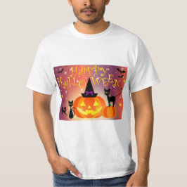 ハッピーハローウィンおもしろいブライトカボチャパーティー Tシャツ