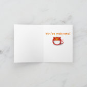 ハッピーハローウィンおもしろいユーモアかわいい猫のコスチューム写真 カード (内部)