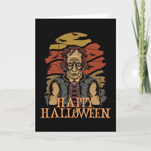 ハッピーハローウィンおもしろい不気味キャラクター カード (正面)