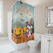 ハッピーハローウィンおもしろい不気味夜 シャワーカーテン (インサイチュ)