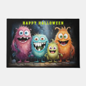 ハッピーハローウィンおもしろい怖いモンスター ドアマット (正面)