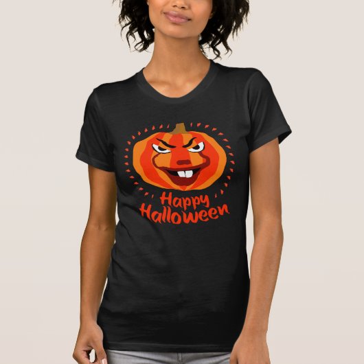 🎃ハッピーハローウィンおもしろい-，怖くて可愛いカボチャ Tシャツ (正面)