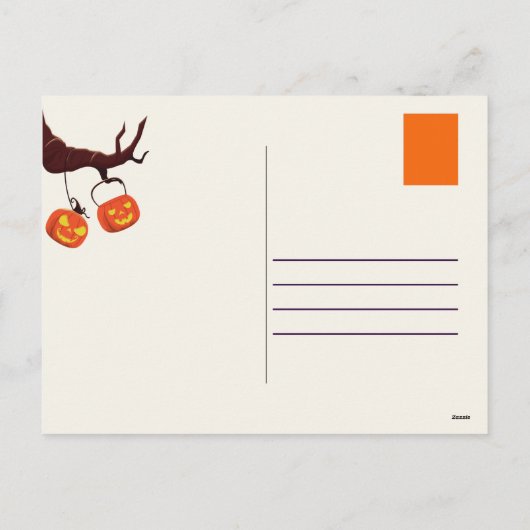 ハッピーハローウィンお洒落フクロウ葉書 シーズンポストカード (裏面)
