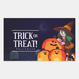 ハッピーハローウィンお祝い 長方形シール