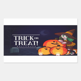 ハッピーハローウィンお祝い 長方形シール