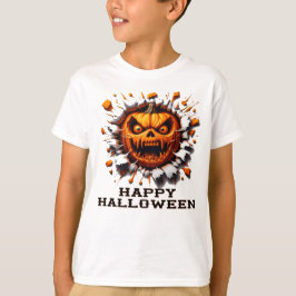 ハッピーハローウィンかぼちゃが割れる Tシャツ
