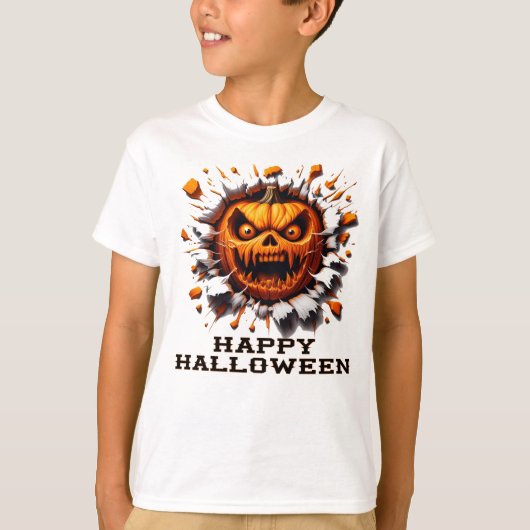 ハッピーハローウィンかぼちゃが割れる Tシャツ (正面)