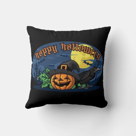 ハッピーハローウィンかぼちゃとカラス クッション (裏面)