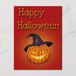 ハッピーハローウィンかぼちゃと帽子 ポストカード