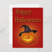 ハッピーハローウィンかぼちゃと帽子 ポストカード (正面/裏面)