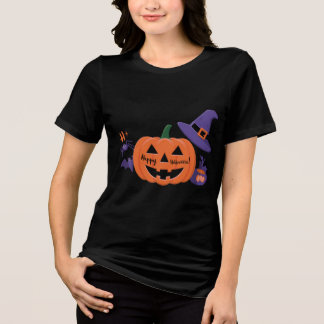 ハッピーハローウィンかぼちゃ女子Tシャツ トライブレンドTシャツ