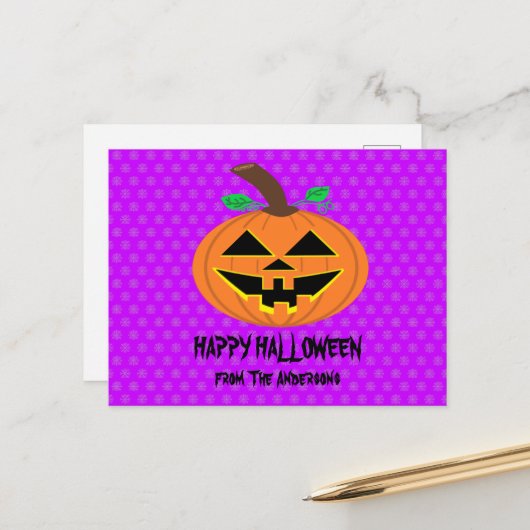 ハッピーハローウィンかぼちゃ葉書 ポストカード (正面/裏面インサイチュ)