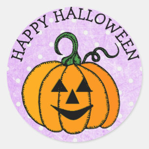 ハッピーハローウィンかぼちゃ顔シール ラウンドシール