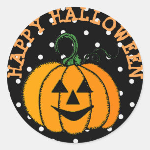 ハッピーハローウィンかぼちゃ顔シール ラウンドシール