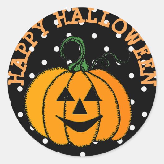ハッピーハローウィンかぼちゃ顔シール ラウンドシール (正面)