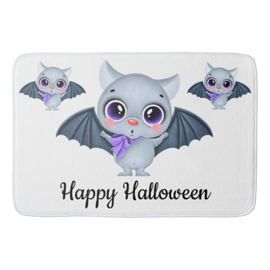 ハッピーハローウィンかわいいこうもり バスマット (正面)
