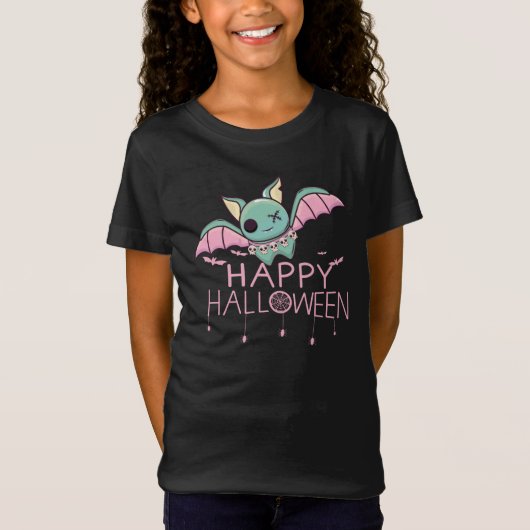 ハッピーハローウィンかわいいこうもり Tシャツ (正面)