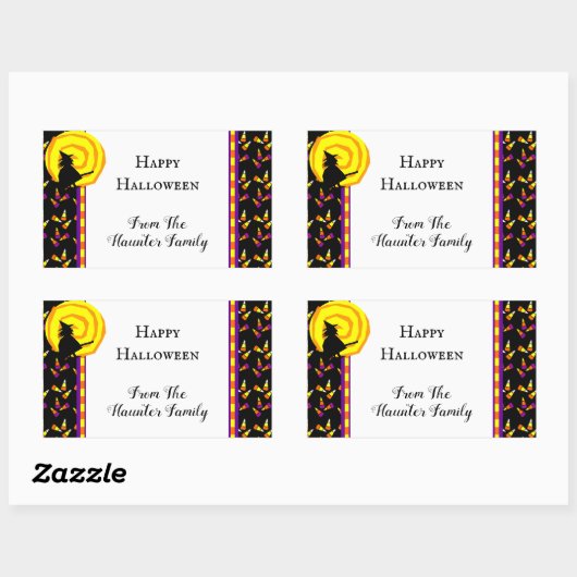 ハッピーハローウィンかわいいウィッチキャンディーコーンステッカー 長方形シール (シート)