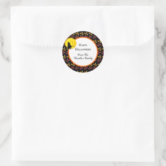 ハッピーハローウィンかわいいウィッチキャンディーコーンパターン ラウンドシール (バッグ)