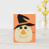 ハッピーハローウィンかわいいカカシとクモ カード (黄色い花)