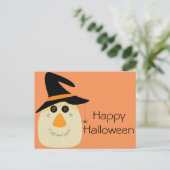 ハッピーハローウィンかわいいカカシとクモ ポストカード (スタンド正面)