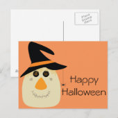 ハッピーハローウィンかわいいカカシとクモ ポストカード (正面/裏面)